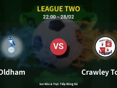 Soi Kèo Oldham vs Crawley Town – 22:00 28/02 | Nhận Định, Dự Đoán Tỷ Số